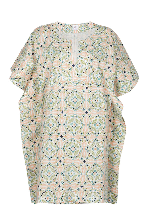 Short Grace Caftan, Blush Print