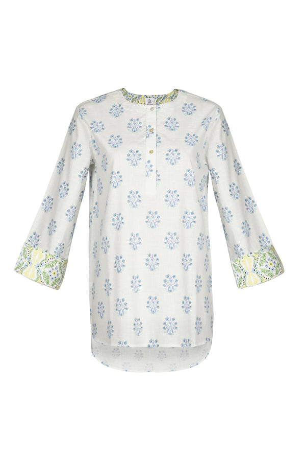 Goldie Tunic, Blue Floral Print