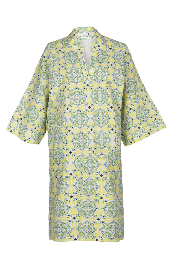 Bianca Caftan, Blue Tile Print