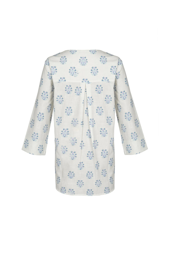 Goldie Tunic, Blue Floral Print