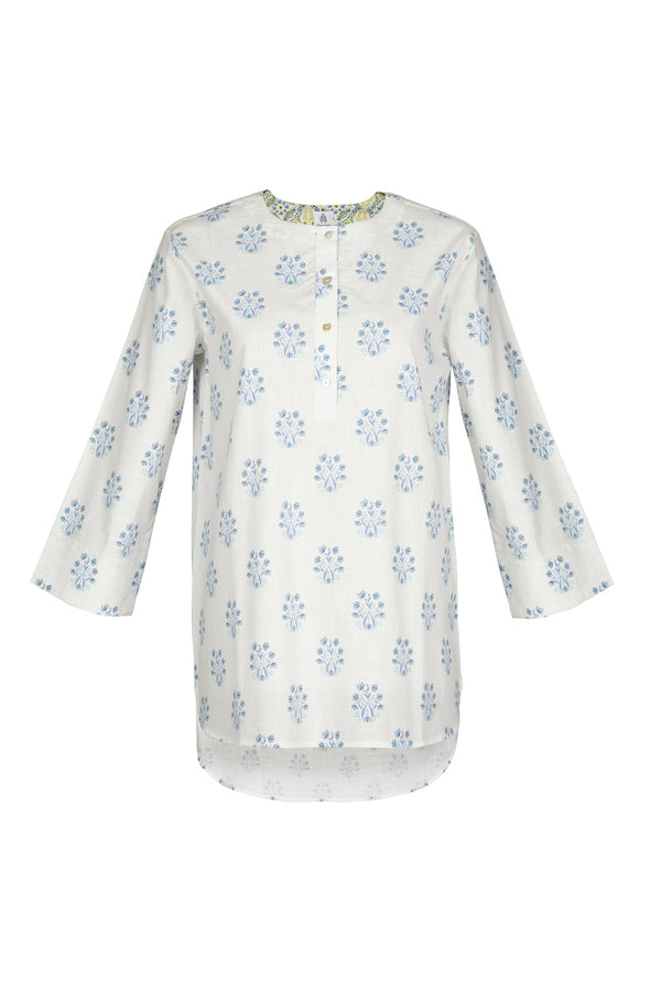 Goldie Tunic, Blue Floral Print